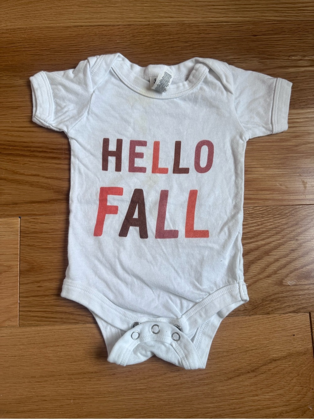 White Baby One-Piece with Red and Brown 'HELLO FALL' Print